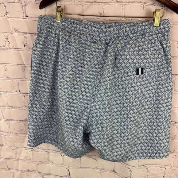 Daniel Cremieux swimwear Blue White geo print 6" Swim Trunks shorts sz L - Picture 5 of 10